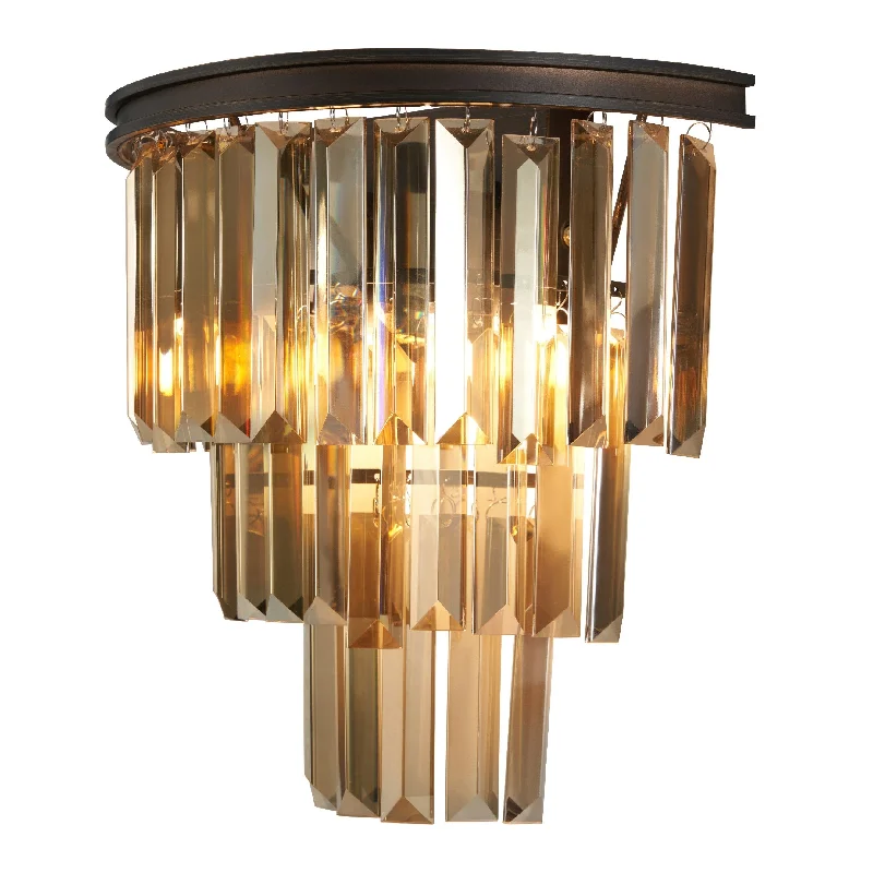 Outdoor - rated track lighting for patiosglass wall lamps with frosted glass for soft, diffused lightSarno 3 Tier Crystal Wall Light Bronze