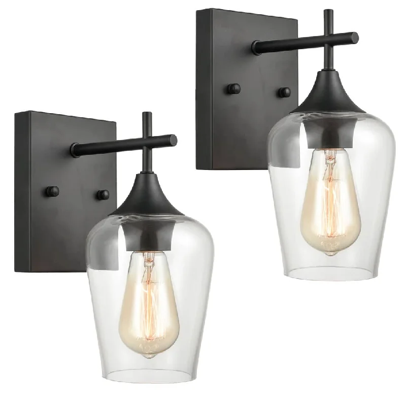 Industrial Lighting for Automotive Manufacturing PlantsIndustrial Clear Glass Wall Sconces Matte Black Bathroom Lights 2-Pack Industrial Lighting for Automotive Manufacturing PlantsIndustrial Clear Glass Wall Sconces Matte Black Bathroom Lights 2-Pack