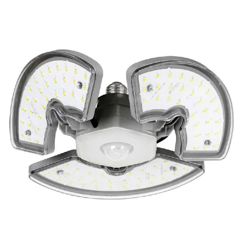 Industrial Task Lighting for Precision WorkstationsLED Garage Light Bulb with Motion Sensor, 7500lm, 5000K, 3 Adjustable Panels, E26, 120V Industrial Task Lighting for Precision WorkstationsLED Garage Light Bulb with Motion Sensor, 7500lm, 5000K, 3 Adjustable Panels, E26, 120V