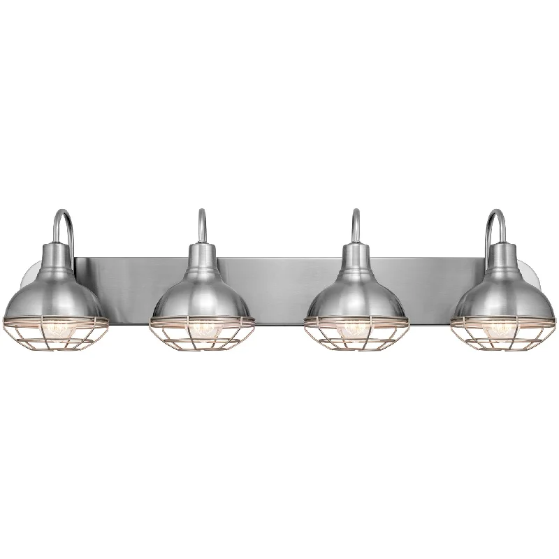 Industrial Task Lighting for Precision WorkstationsKira Home Liberty 36" 4-Light Modern Industrial Vanity/Bathroom, Kitchen Light + Metal Cage Shades, Brushed Nickel Finish Industrial Task Lighting for Precision WorkstationsKira Home Liberty 36" 4-Light Modern Industrial Vanity/Bathroom, Kitchen Light + Metal Cage Shades, Brushed Nickel Finish
