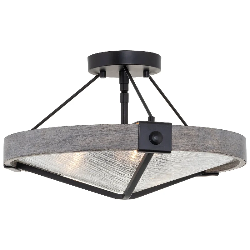 Durable Industrial Lighting for Harsh EnvironmentsKira Home Valencia 15.5" 3-Light Modern Farmhouse Semi-Flush Mount Ceiling Light Fixture + Textured Glass Shade, Black + Gray Oak Finish Durable Industrial Lighting for Harsh EnvironmentsKira Home Valencia 15.5" 3-Light Modern Farmhouse Semi-Flush Mount Ceiling Light Fixture + Textured Glass Shade, Black + Gray Oak Finish