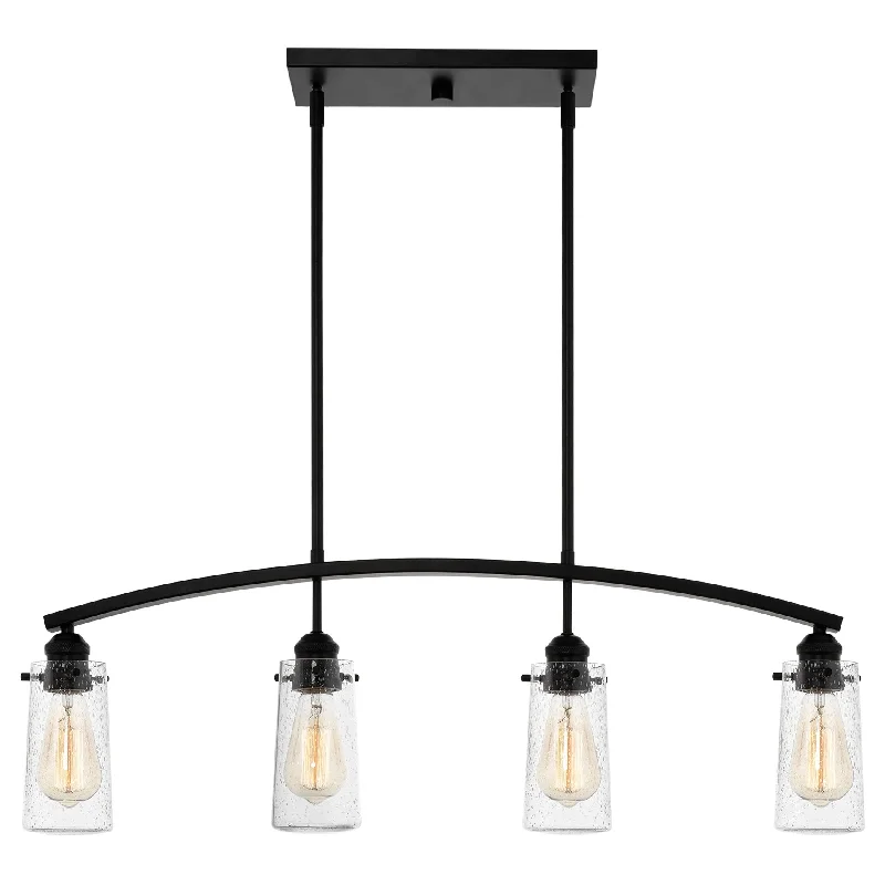Industrial Lighting for Printing Press FacilitiesKira Home Rayne 33" 4-Light Modern Farmhouse Arched Island Light, Seeded Glass Shades + Black Finish Industrial Lighting for Printing Press FacilitiesKira Home Rayne 33" 4-Light Modern Farmhouse Arched Island Light, Seeded Glass Shades + Black Finish