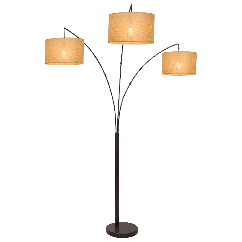 High - Bay LED Industrial Lighting for WarehousesKira Home Akira 80" Modern 3-Light Arc Floor Lamp with 3-Way Switch, Beige Burlap Drum Shades + Antique Bronze Finish High - Bay LED Industrial Lighting for WarehousesKira Home Akira 80" Modern 3-Light Arc Floor Lamp with 3-Way Switch, Beige Burlap Drum Shades + Antique Bronze Finish