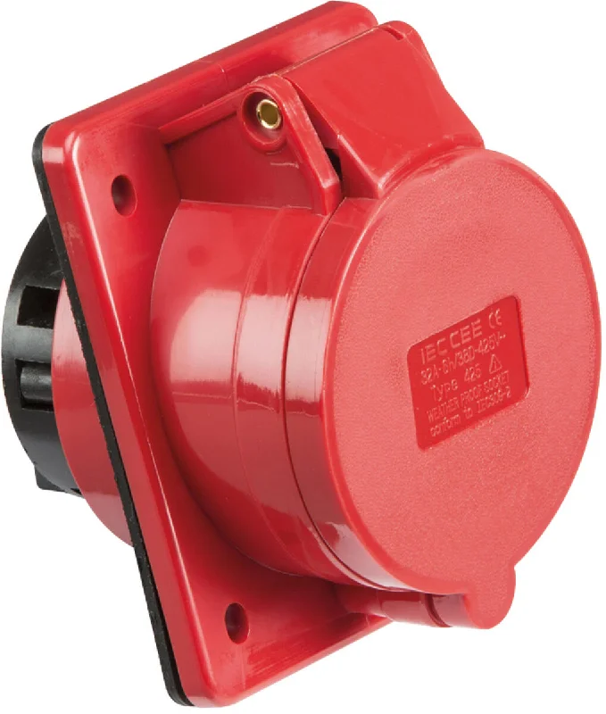 Track lighting for creating a moody atmosphereKnightsbridge 415V IP44 32A Angled Panel Mount Socket 3P+N+E