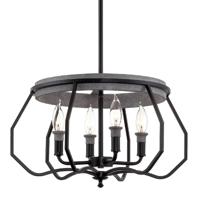 Industrial Lighting for Electronics ManufacturingKira Home Beckett 18" 4-Light Farmhouse Pendant Chandelier, Open Shade Design, Textured Grey Concrete Finish + Black Accents, Perfect for Modern Homes Industrial Lighting for Electronics ManufacturingKira Home Beckett 18" 4-Light Farmhouse Pendant Chandelier, Open Shade Design, Textured Grey Concrete Finish + Black Accents, Perfect for Modern Homes