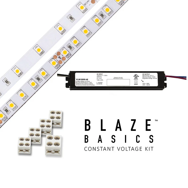Energy - Efficient Industrial Lighting for Cost - SavingsBlaze Basics 24V LED Tape Light Kits, Constant Voltage Power Supply, 200lm Energy - Efficient Industrial Lighting for Cost - SavingsBlaze Basics 24V LED Tape Light Kits, Constant Voltage Power Supply, 200lm