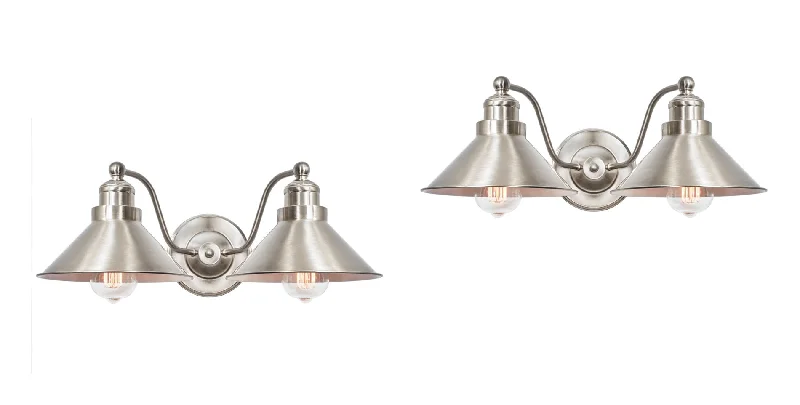 Industrial Lighting for Metal Fabrication ShopsKira Home Welton 19" Modern Industrial 2-Light Wall Sconce, Brushed Nickel Finish Industrial Lighting for Metal Fabrication ShopsKira Home Welton 19" Modern Industrial 2-Light Wall Sconce, Brushed Nickel Finish