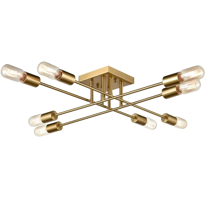Low - Bay Industrial Lighting Fixtures for Small FactoriesModern 8-light Metal Gold Ceiling Light Fixture for Living Room Low - Bay Industrial Lighting Fixtures for Small FactoriesModern 8-light Metal Gold Ceiling Light Fixture for Living Room