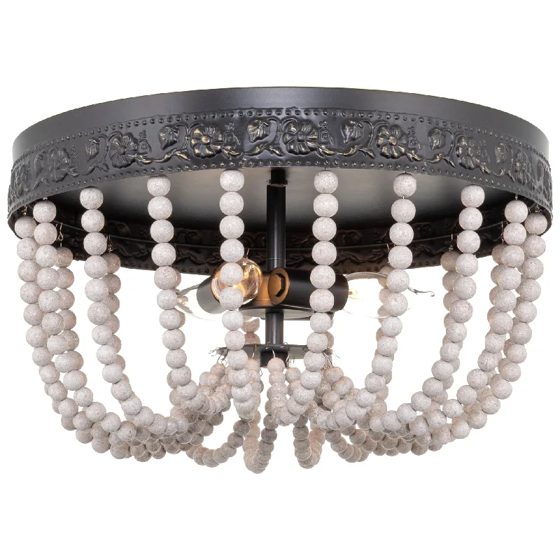 Industrial Ceiling - Mounted Lighting for Assembly PlantsKira Home Elise 14.5" 3-Light Modern Boho Flush Mount, Wood Beaded Close to Ceiling Light, White Ash Style + Black Finish Industrial Ceiling - Mounted Lighting for Assembly PlantsKira Home Elise 14.5" 3-Light Modern Boho Flush Mount, Wood Beaded Close to Ceiling Light, White Ash Style + Black Finish