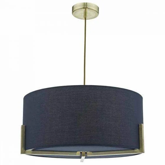 Track lighting for highlighting bookcasesSantino Pendant Gold C/W Navy Cotton Shade