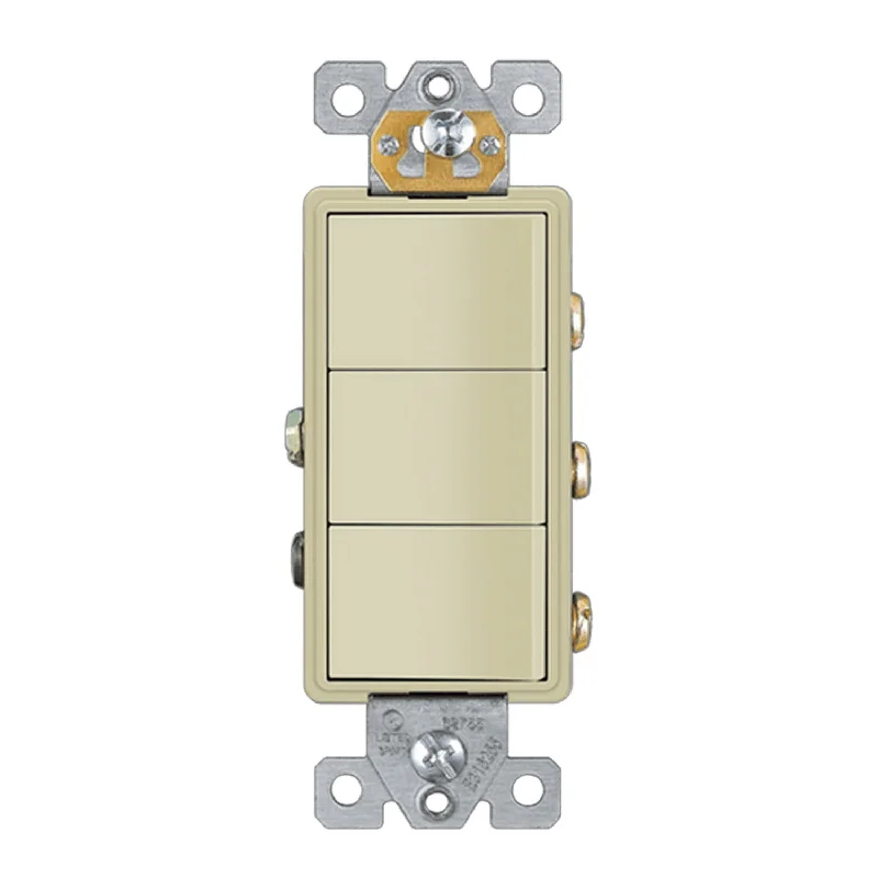 Industrial Lighting for Electronics ManufacturingTriple Rocker Light Switch, Single Pole, Ivory Industrial Lighting for Electronics ManufacturingTriple Rocker Light Switch, Single Pole, Ivory