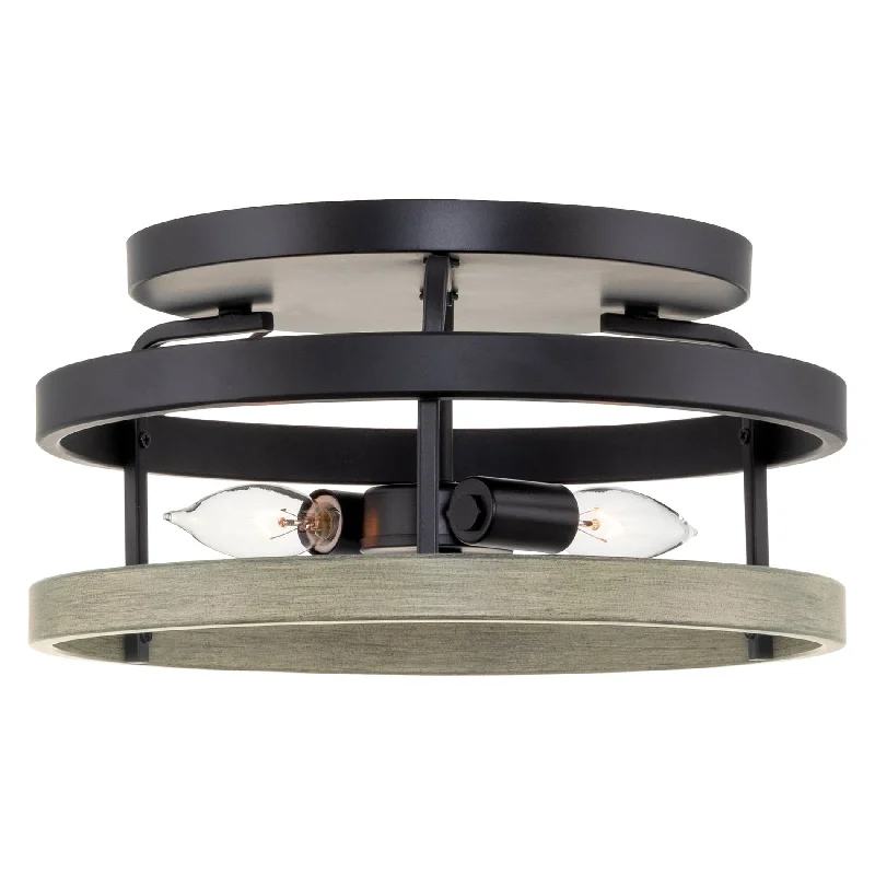 Low - Bay Industrial Lighting Fixtures for Small FactoriesKira Home Corbin 13" 2-Light Farmhouse Flush Mount Ceiling Light + Cage Style Design, Gray Oak Wood Style + Black Finish Low - Bay Industrial Lighting Fixtures for Small FactoriesKira Home Corbin 13" 2-Light Farmhouse Flush Mount Ceiling Light + Cage Style Design, Gray Oak Wood Style + Black Finish