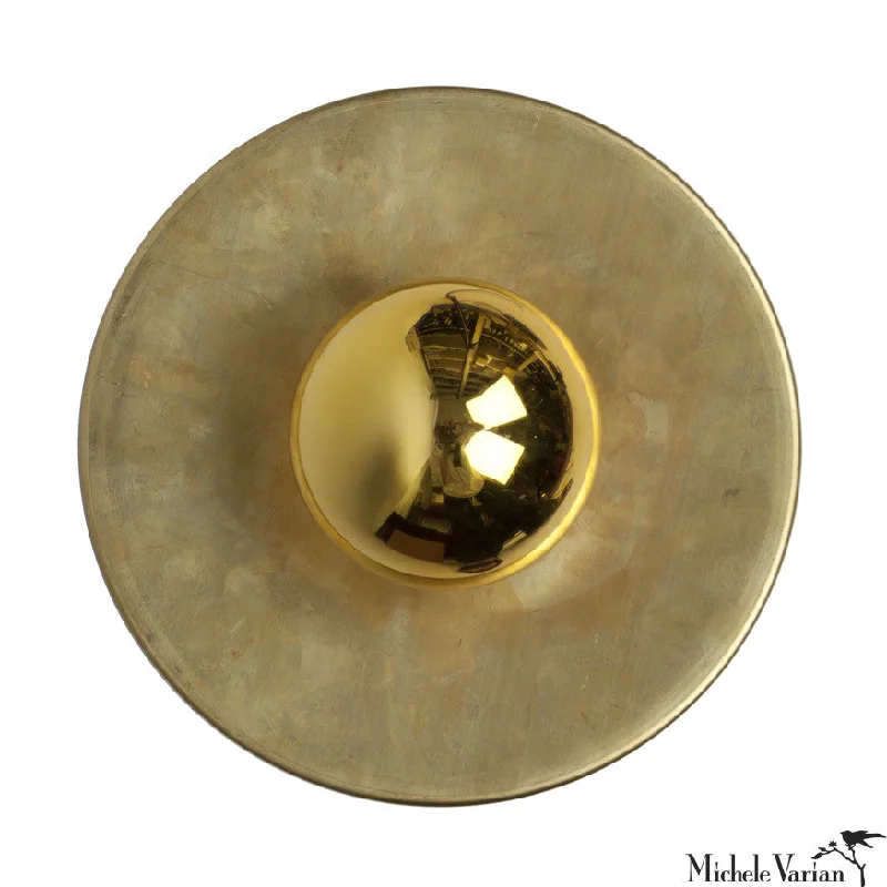 Low - Bay Industrial Lighting Fixtures for Small FactoriesBrass 8 Inch Discus Flush Mount Light Low - Bay Industrial Lighting Fixtures for Small FactoriesBrass 8 Inch Discus Flush Mount Light
