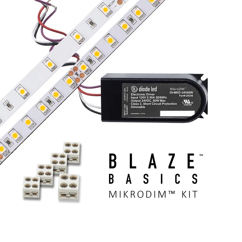 Adjustable Industrial Lighting for Flexible IlluminationBlaze Basics 24V LED Tape Light Kits, MikroDIM Power Supply, 200lm Adjustable Industrial Lighting for Flexible IlluminationBlaze Basics 24V LED Tape Light Kits, MikroDIM Power Supply, 200lm