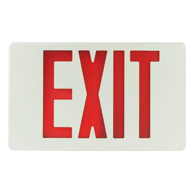 Shock - Resistant Industrial Lighting for Vibrating Machinery AreasLED Exit Sign, Double Face with Red Letters, White Finish, Battery Backup Included, Remote Capable Shock - Resistant Industrial Lighting for Vibrating Machinery AreasLED Exit Sign, Double Face with Red Letters, White Finish, Battery Backup Included, Remote Capable