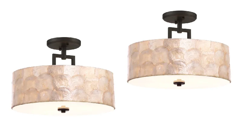 Industrial Lighting for Metal Fabrication ShopsKira Home Cove 15" 3-Light Semi Flush Mount Ceiling Light, Seashell Shade + Glass Diffuser, Oil Rubbed Bronze Finish Industrial Lighting for Metal Fabrication ShopsKira Home Cove 15" 3-Light Semi Flush Mount Ceiling Light, Seashell Shade + Glass Diffuser, Oil Rubbed Bronze Finish