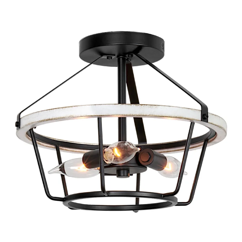 Color - Tunable Industrial Lighting for Special ApplicationsKira Home Palmer 12.5" 3-Light Rustic Farmhouse Semi Flush Mount Ceiling Light, White Ash Wood Style + Black Finish Color - Tunable Industrial Lighting for Special ApplicationsKira Home Palmer 12.5" 3-Light Rustic Farmhouse Semi Flush Mount Ceiling Light, White Ash Wood Style + Black Finish
