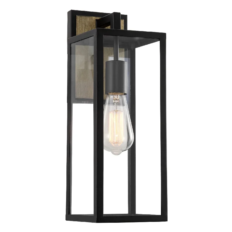 Industrial Lighting for Food Processing FactoriesKira Home Murdock 16" Modern Outdoor Weather Resistant Wall Sconce + Rectangular Glass Shade, Smoked Birch Wood Style + Black Finish Industrial Lighting for Food Processing FactoriesKira Home Murdock 16" Modern Outdoor Weather Resistant Wall Sconce + Rectangular Glass Shade, Smoked Birch Wood Style + Black Finish
