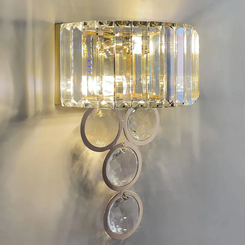 Industrial Area Lighting for Large Open SpacesModern 2-Light Gold Metal Wall Sconce with Crystal Wall Lamp for Bedroom Living Room Vanity Lighting Fixture Industrial Area Lighting for Large Open SpacesModern 2-Light Gold Metal Wall Sconce with Crystal Wall Lamp for Bedroom Living Room Vanity Lighting Fixture