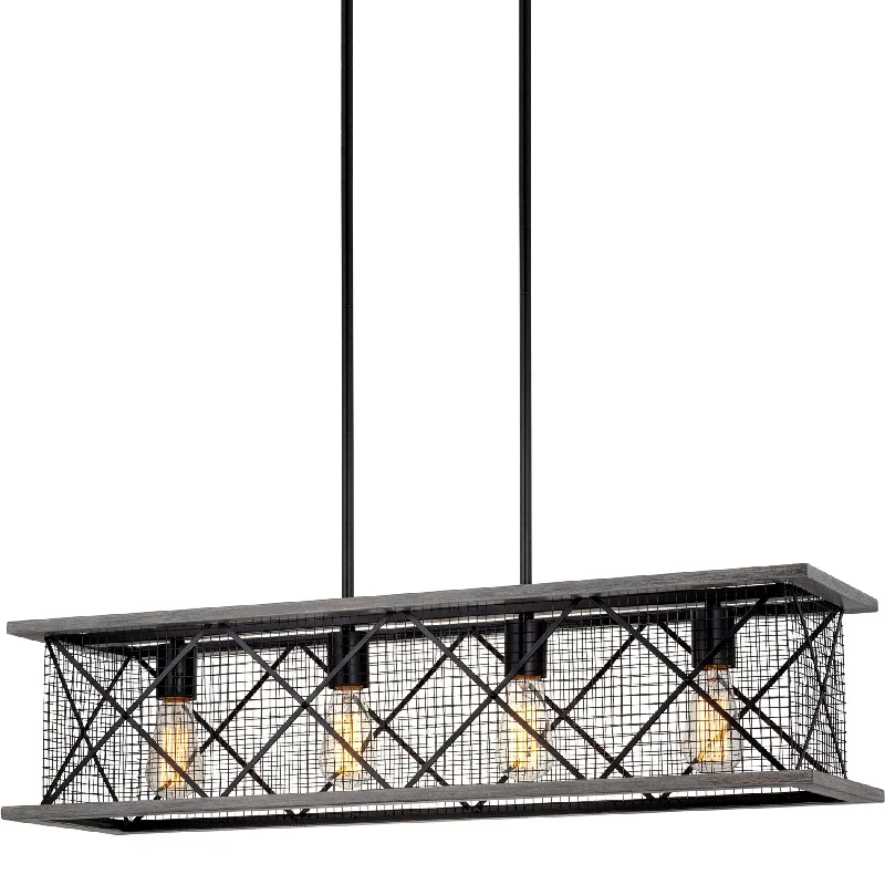 Industrial Lighting for Electronics ManufacturingKira Home Brayden 33.5" 4-Light Farmhouse Kitchen Island Light + Lattice Cage Rectangular Frame, Gray Oak Wood Style + Black Finish Industrial Lighting for Electronics ManufacturingKira Home Brayden 33.5" 4-Light Farmhouse Kitchen Island Light + Lattice Cage Rectangular Frame, Gray Oak Wood Style + Black Finish