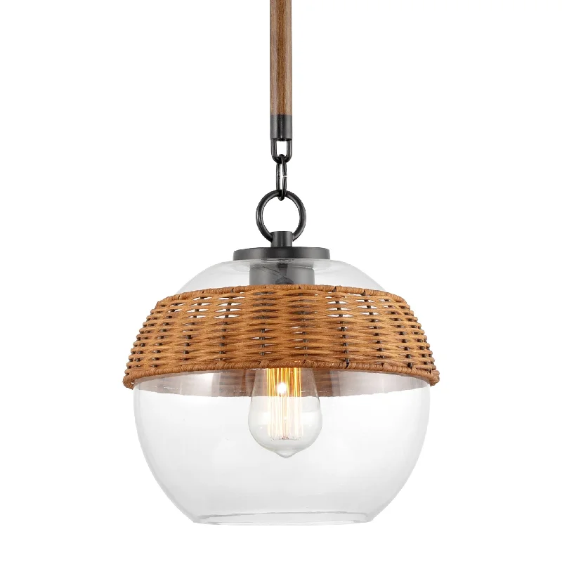 Color - Tunable Industrial Lighting for Special ApplicationsKira Home Devon 20" Modern Pendant Light + Large Glass Globe Shade, Brown Wicker Accent + Black Finish Color - Tunable Industrial Lighting for Special ApplicationsKira Home Devon 20" Modern Pendant Light + Large Glass Globe Shade, Brown Wicker Accent + Black Finish