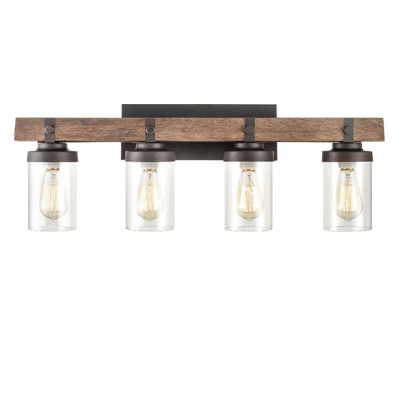 Industrial Pendant Lighting for Machine ShopsFarmhouse Wood Wall Sconce with Clear Glass Shades 4 Lights Industrial Pendant Lighting for Machine ShopsFarmhouse Wood Wall Sconce with Clear Glass Shades 4 Lights
