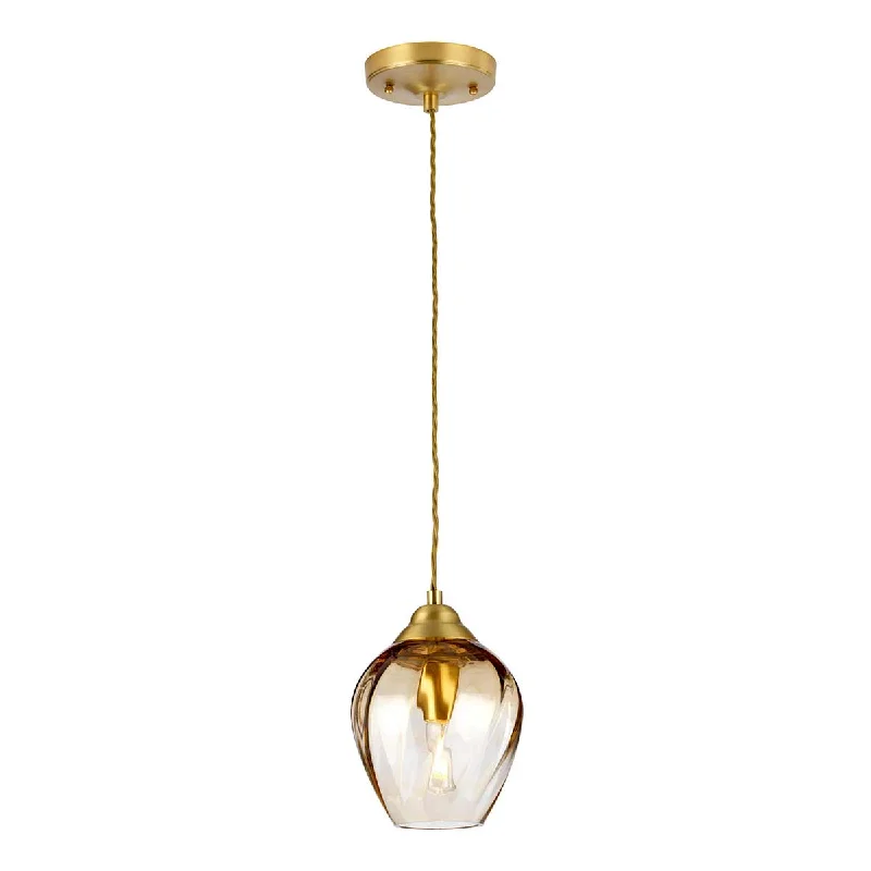 Track lighting with adjustable armsTiber 1 Light Pendant - Amber/Nickel