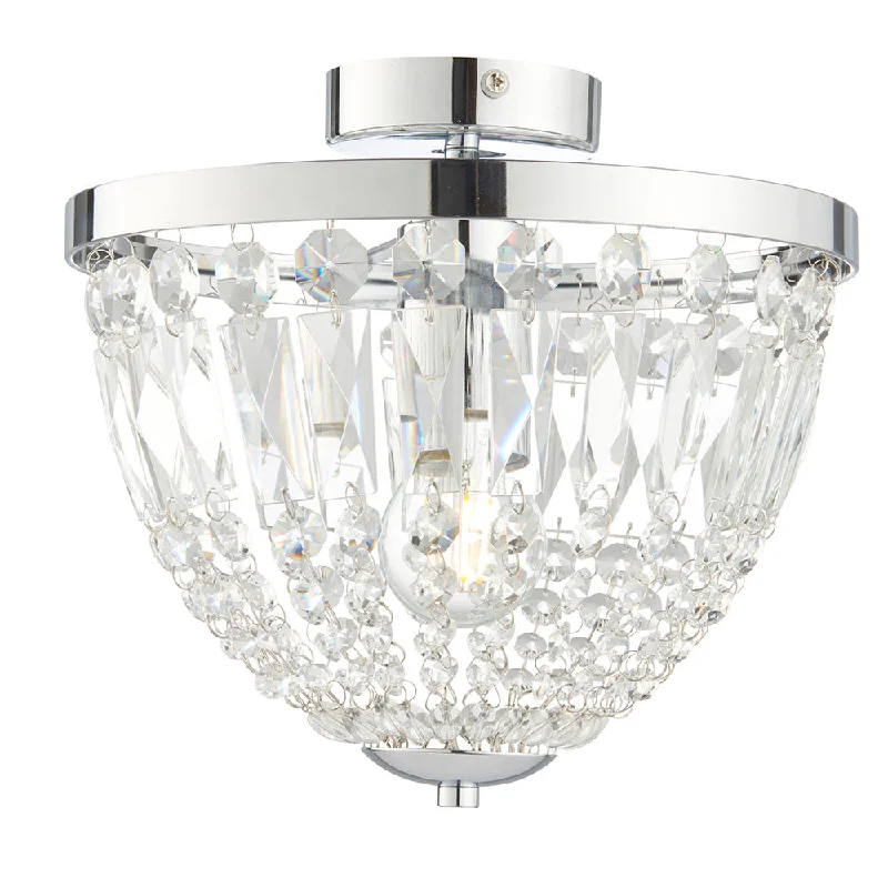 Track lighting for small apartmentsElona Bathroom Flush Ceiling Light IP44 - Chrome & Crystal