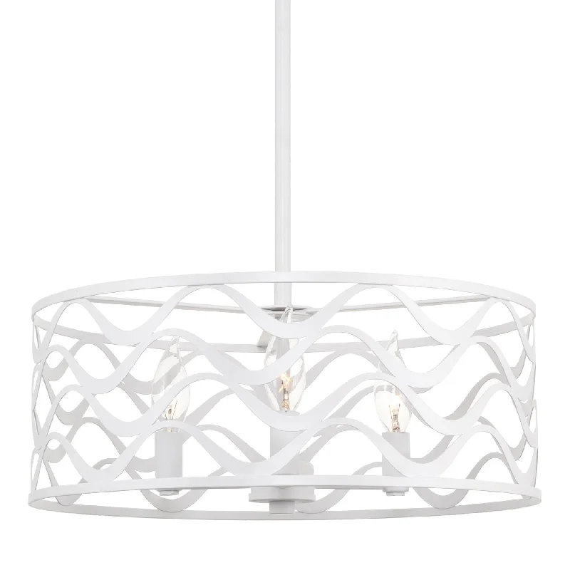 Industrial Wall - Mounted Lighting for Workshop WallsKira Home Atlantic 16" 3-Light Modern Chandelier, Metal Wavy Design Drum Shade, White Finish Industrial Wall - Mounted Lighting for Workshop WallsKira Home Atlantic 16" 3-Light Modern Chandelier, Metal Wavy Design Drum Shade, White Finish