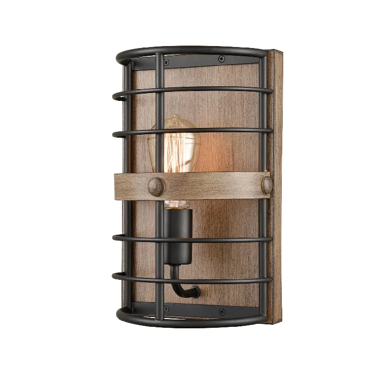 Durable Industrial Lighting for Harsh EnvironmentsFarmhouse Metal Wall Sconce 1-Light Cage Wood Grain Wall Light Durable Industrial Lighting for Harsh EnvironmentsFarmhouse Metal Wall Sconce 1-Light Cage Wood Grain Wall Light
