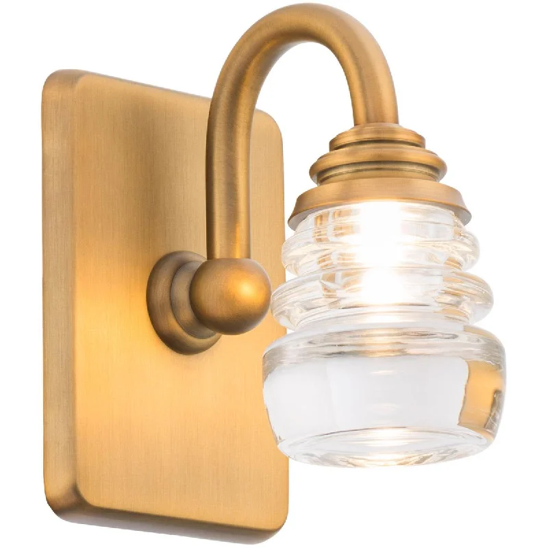 Industrial Lighting for Printing Press FacilitiesRondelle 7 in. LED Armed Sconce 3000K Brass Finish Industrial Lighting for Printing Press FacilitiesRondelle 7 in. LED Armed Sconce 3000K Brass Finish