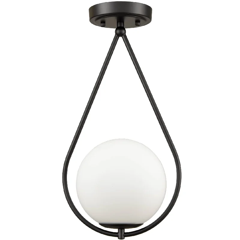 Waterproof Industrial Lighting for Wet AreasModern Globe Opal Glass Semi Flush Ceiling Light, Black Waterproof Industrial Lighting for Wet AreasModern Globe Opal Glass Semi Flush Ceiling Light, Black