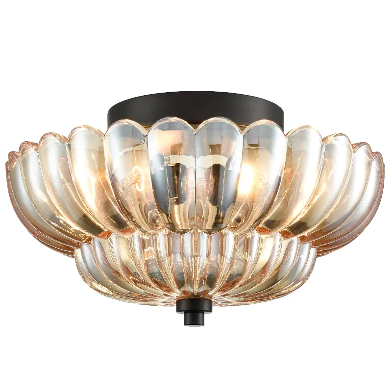 Industrial Emergency Lighting for Safety in Factories3-light Modern Black Metal with Scalloped Amber Glass Shade Semi Flush Mount Ceiling Light for Hallway Industrial Emergency Lighting for Safety in Factories3-light Modern Black Metal with Scalloped Amber Glass Shade Semi Flush Mount Ceiling Light for Hallway