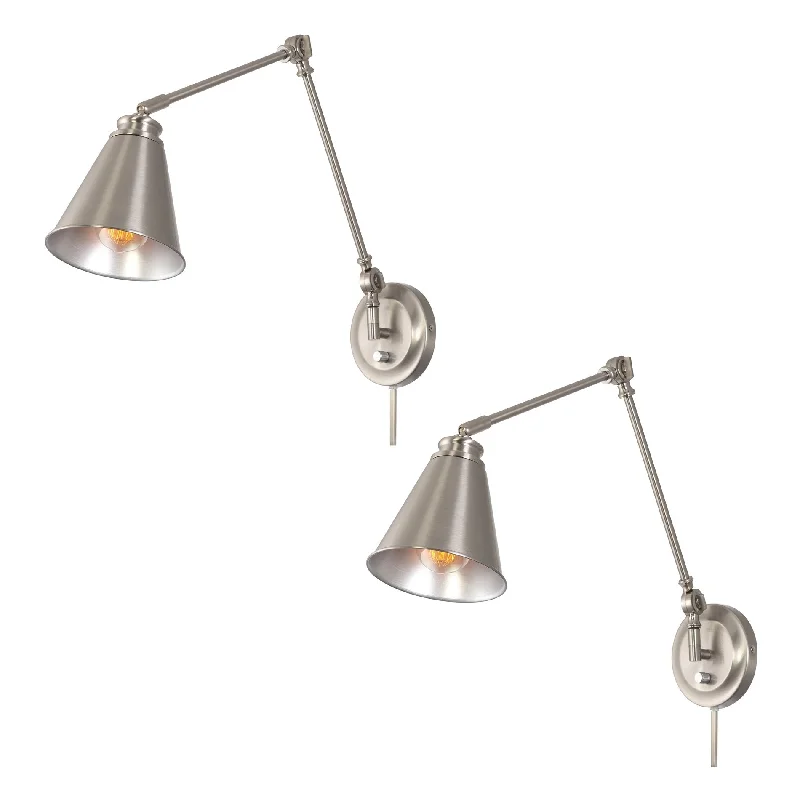 Industrial Flood Lighting for Outdoor Loading DocksKira Home Ellis 18" Vintage Industrial Swing Arm Wall Lamp + Adjustable Head, Plug In/Wall Mount + Cord Covers, Brushed Nickel Finish, 2-Pack Industrial Flood Lighting for Outdoor Loading DocksKira Home Ellis 18" Vintage Industrial Swing Arm Wall Lamp + Adjustable Head, Plug In/Wall Mount + Cord Covers, Brushed Nickel Finish, 2-Pack