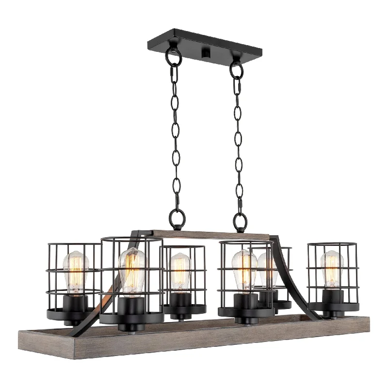 Industrial Task Lighting for Precision WorkstationsKira Home Mayfield 34" 4-Light Farmhouse Kitchen Island Light + Cage Style Shades, Weathered Ash Wood Style + Black Finish Industrial Task Lighting for Precision WorkstationsKira Home Mayfield 34" 4-Light Farmhouse Kitchen Island Light + Cage Style Shades, Weathered Ash Wood Style + Black Finish