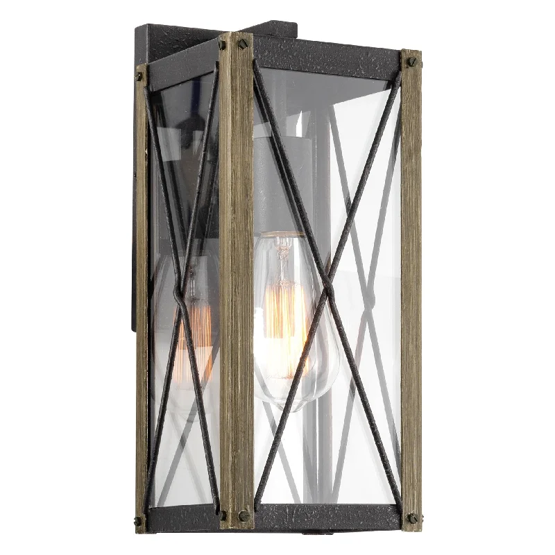 Industrial Lighting for Printing Press FacilitiesKira Home Layne 13" Rustic Traditional Outdoor Weather Resistant Wall Sconce + Rectangular Glass Panels, Weathered Oak Wood Style + Textured Black Finish Industrial Lighting for Printing Press FacilitiesKira Home Layne 13" Rustic Traditional Outdoor Weather Resistant Wall Sconce + Rectangular Glass Panels, Weathered Oak Wood Style + Textured Black Finish