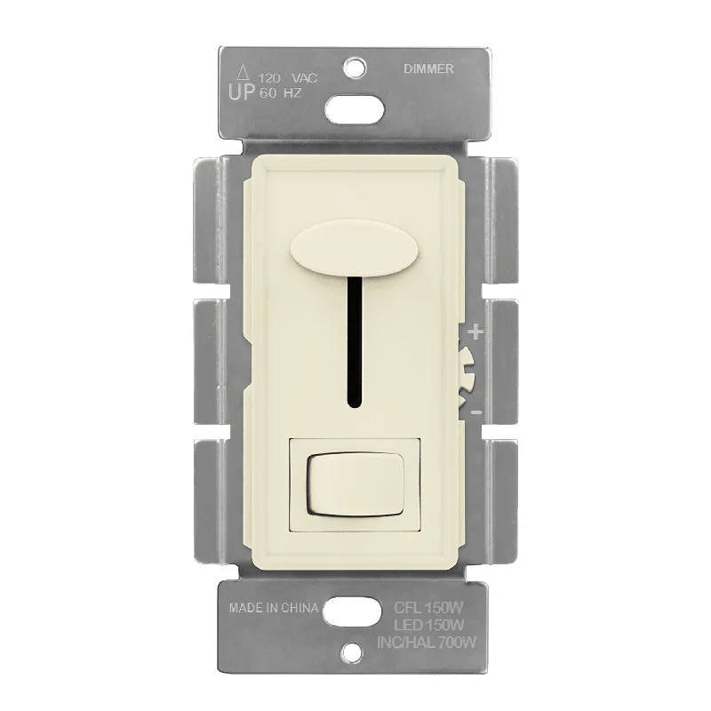 Durable Industrial Lighting for Harsh EnvironmentsLED+ Slide Dimmer Switch, 150-Watts LED/CFL, Single Pole or 3-Way, Light Almond Durable Industrial Lighting for Harsh EnvironmentsLED+ Slide Dimmer Switch, 150-Watts LED/CFL, Single Pole or 3-Way, Light Almond