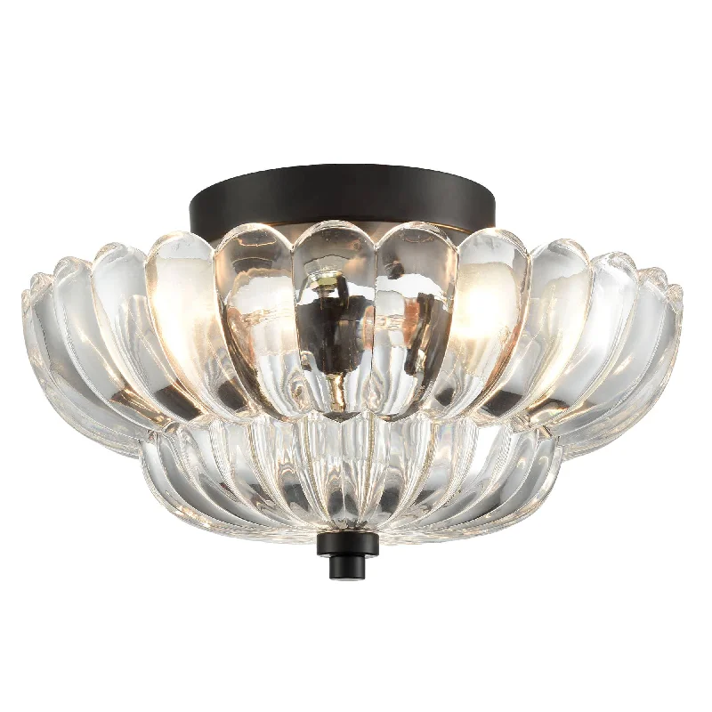 Waterproof Industrial Lighting for Wet Areas3-light Modern Black Metal with Scalloped Clear Glass Semi Flush Mount Ceiling Light for Living Room Waterproof Industrial Lighting for Wet Areas3-light Modern Black Metal with Scalloped Clear Glass Semi Flush Mount Ceiling Light for Living Room