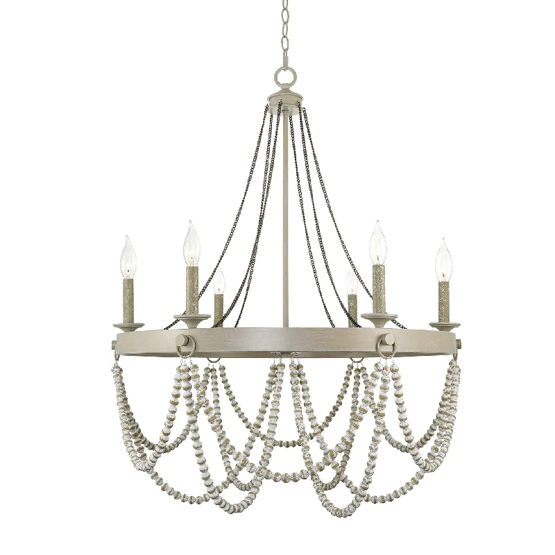 Energy - Efficient Industrial Lighting for Cost - SavingsKira Home Lillian 36" 4-Light French Country Chandelier, Open Design + Hanging Bead Accents, Weathered French Oak Finish Energy - Efficient Industrial Lighting for Cost - SavingsKira Home Lillian 36" 4-Light French Country Chandelier, Open Design + Hanging Bead Accents, Weathered French Oak Finish