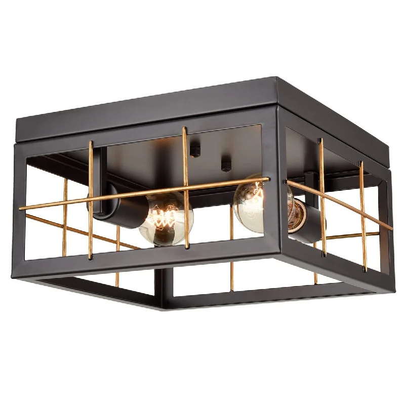 Industrial Lighting for Furniture FactoriesFarmhouse Black Flush Mount Ceiling Light Brass Fixture, 2-Light Industrial Lighting for Furniture FactoriesFarmhouse Black Flush Mount Ceiling Light Brass Fixture, 2-Light