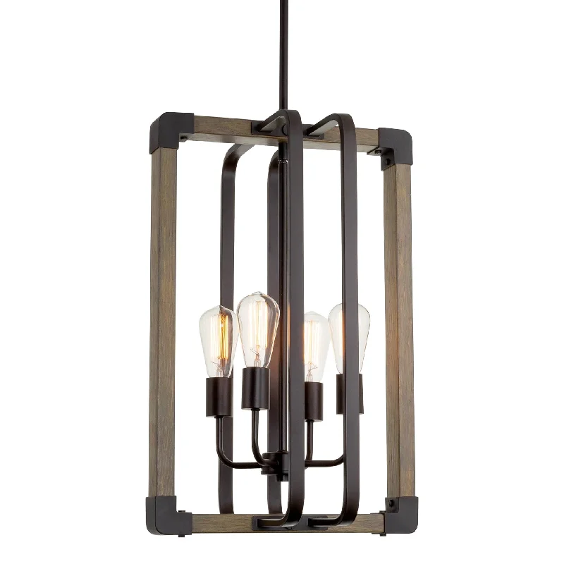 Industrial Lighting for Woodworking FactoriesKira Home Lorenzo 25" 4-Light Modern Farmhouse Ceiling Pendant Light, Open Design, Hickory Wood Style + Oil Rubbed Bronze Finish Industrial Lighting for Woodworking FactoriesKira Home Lorenzo 25" 4-Light Modern Farmhouse Ceiling Pendant Light, Open Design, Hickory Wood Style + Oil Rubbed Bronze Finish