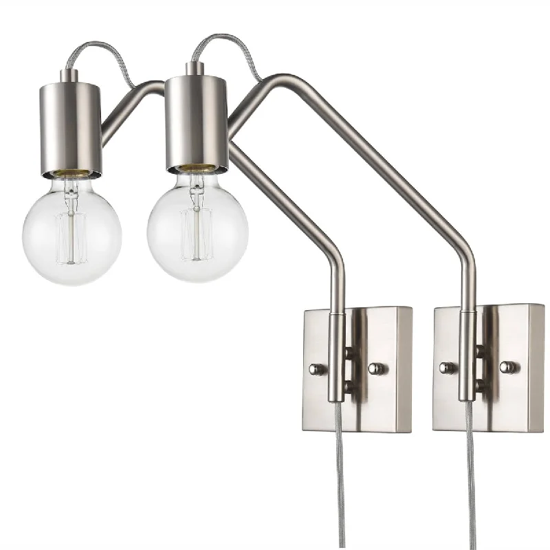 Industrial Pendant Lighting for Machine ShopsModern Plug-in Wall Sconces Lighting Set of 2 with Switch, Brushed Nickel Industrial Pendant Lighting for Machine ShopsModern Plug-in Wall Sconces Lighting Set of 2 with Switch, Brushed Nickel