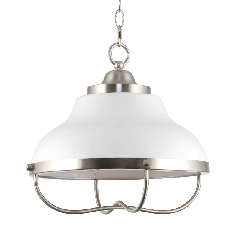 Dust - Resistant Industrial Lighting for Dirty WorkspacesKira Home Ezra 14" 3-Light Modern Chic Pendant Light + White Metal Shade, Brushed Nickel FInish Dust - Resistant Industrial Lighting for Dirty WorkspacesKira Home Ezra 14" 3-Light Modern Chic Pendant Light + White Metal Shade, Brushed Nickel FInish