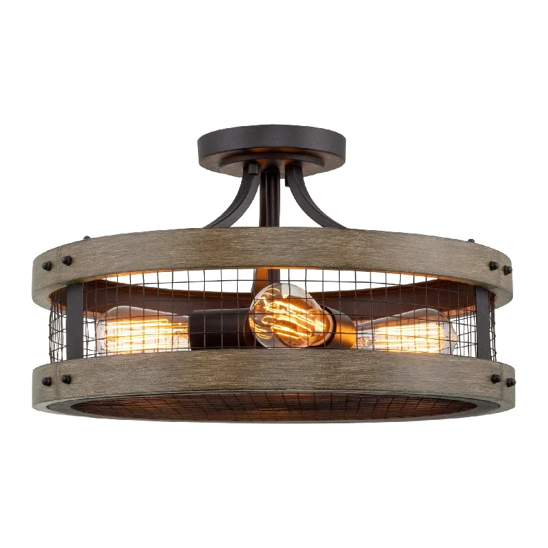 High - Bay LED Industrial Lighting for WarehousesKira Home Cooper 18" 4-Light Farmhouse Semi Flush Mount Ceiling Light, Walnut + Textured Black Finish High - Bay LED Industrial Lighting for WarehousesKira Home Cooper 18" 4-Light Farmhouse Semi Flush Mount Ceiling Light, Walnut + Textured Black Finish