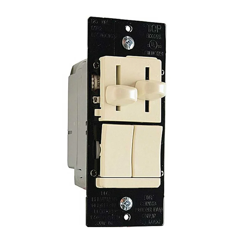 Industrial Pendant Lighting for Machine ShopsDual Slide 3-Way Dimmer Switch | 3-Speed Fan Control Switch, Preset, Light Almond Industrial Pendant Lighting for Machine ShopsDual Slide 3-Way Dimmer Switch | 3-Speed Fan Control Switch, Preset, Light Almond
