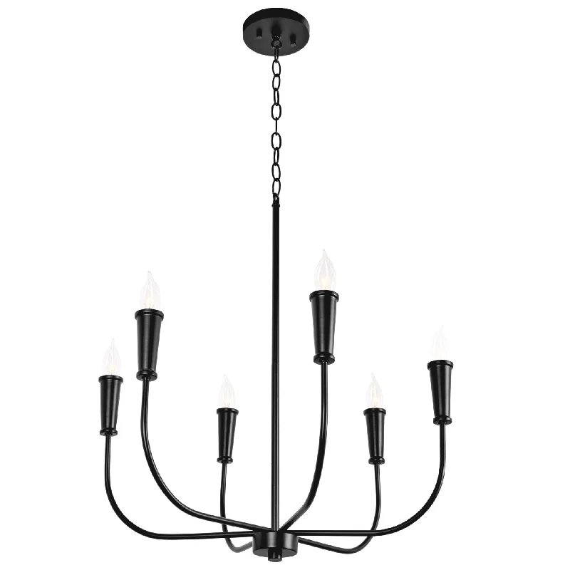 High - Bay LED Industrial Lighting for WarehousesKira Home Beaux 24" 6-Light Modern Chandelier for Dining Table/Room, Kitchen Table/Island, Bedroom Living Room + Curved Arms, Sleek Black Finish High - Bay LED Industrial Lighting for WarehousesKira Home Beaux 24" 6-Light Modern Chandelier for Dining Table/Room, Kitchen Table/Island, Bedroom Living Room + Curved Arms, Sleek Black Finish