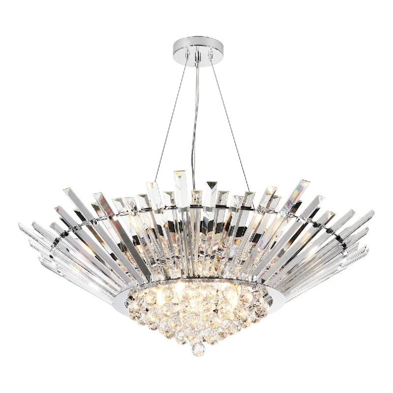 Chandeliers with Frosted Glass for a Softer Light DiffusionChandeliers with Frosted Glass for a Softer Light DiffusionDar Nimbus 9 Light Chandelier Crystal and Polished Chrome Chandeliers with Frosted Glass for a Softer Light DiffusionChandeliers with Frosted Glass for a Softer Light DiffusionDar Nimbus 9 Light Chandelier Crystal and Polished Chrome
