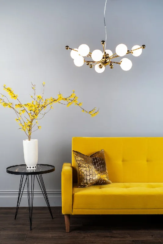 Chandeliers with Pendant Lights for a Stylish LookChandeliers with Pendant Lights for a Stylish LookDar Ursa 10 Light Sputnik Pendant Chandelier Polished Gold Opal Glass