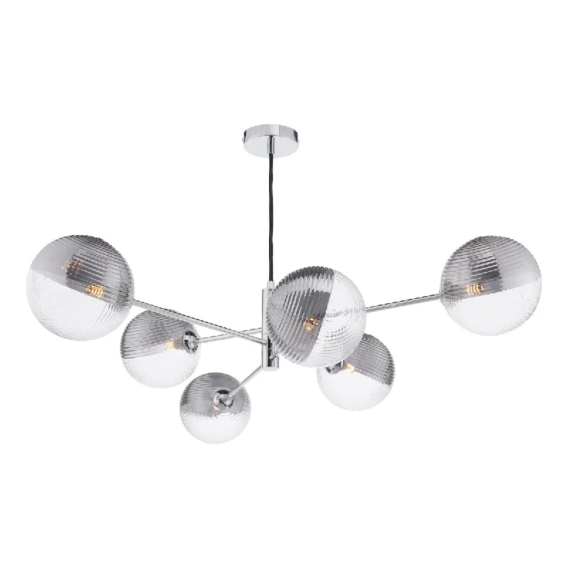 Incandescent Chandeliers for a Warm and Traditional GlowIncandescent Chandeliers for a Warm and Traditional GlowDar Vignette 6 Light Pendant Polished Chrome & Smoked/Clear Ribbed Glass