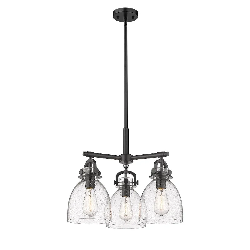Chandeliers with Colored Glass for a Splash of ColorChandeliers with Colored Glass for a Splash of ColorInnovations Downtown Urban 410-3CR-BK-G412-7SDY Pendant Light - Matte Black